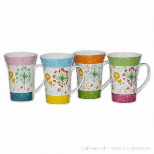 13OZ porcelain trumpet mug with customized design